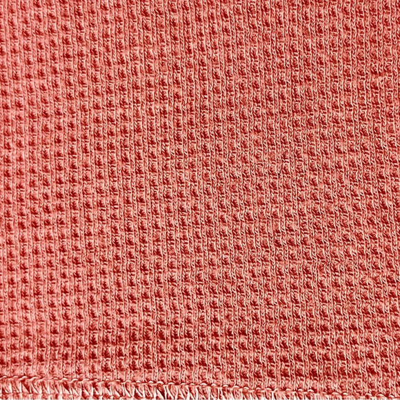 Salmon Pink Waffle Knit  Thermal Shirt Boho Winter Base layer Outdoor M Womens - Picture 8 of 8